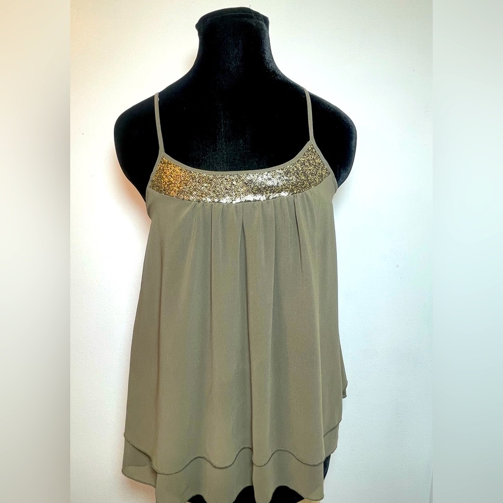 Mossimo Petite Copper Green & Gold Adjustable Strap Tank Top – Size Small